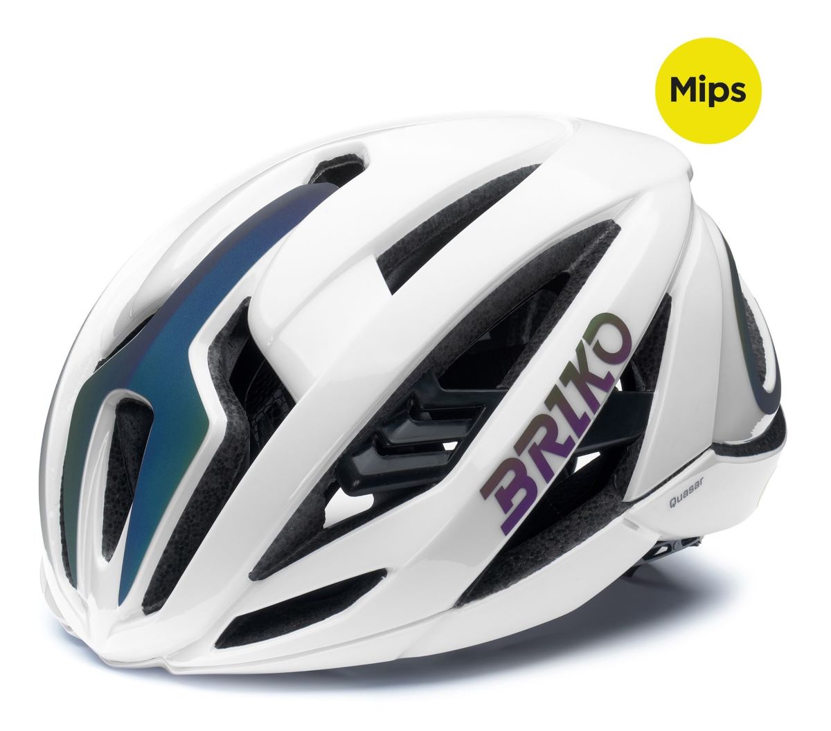 Casco Briko Quasar Mips Bianco Lucido Holographic